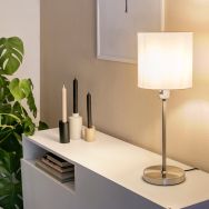 Tafellamp Noor 1563ST Staal met E27 fitting - Staal, Wit - Metaal, Textiel - Steinhauer (foto 10)