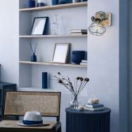 Grijze wandlamp / spot Geurnesey 1578GR met E27 fitting - Beuken, Grijs - Hout, Metaal - Steinhauer (foto 5)