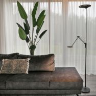 Vloerlamp Zodiac 2107ZW Zwart Knikarm Dimbaar - Zwart - Elektronica, Kunststof, Metaal - Steinhauer