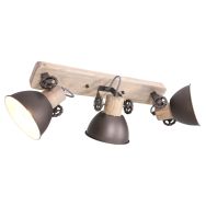 Plafondlamp Gearwood 2133A Antraciet E27 fitting - Antraciet, Beige - Hout, Metaal - Steinhauer