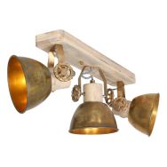 Plafondlamp Gearwood 2133BR Brons E27 - Beige, Brons - Hout, Metaal - Steinhauer