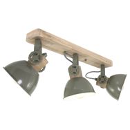 Plafondlamp Gearwood 2133G Groen E27 fitting - Beige, Groen - Hout, Metaal - Steinhauer