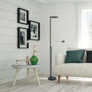 Vloerlamp Turound 2663ZW Zwart lees arm - Zwart - Elektronica, Glas, Metaal - Steinhauer
