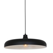 Hanglamp Krisip 2677ZW zwart met E27 fitting en stoffen snoer - Wit, Zwart - Elektronica, Kunststof, Metaal - Steinhauer