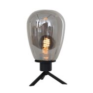 Tafellamp Reflexion 2682ZW zwarte lamp met smoke glas - Zwart - Elektronica, Glas, Metaal - Steinhauer