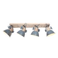 Plafondlamp Gearwood 2729GR Grijs E27 - Grijs - Hout, Metaal - Steinhauer