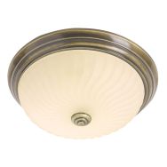 Plafondlamp Belleron 2779BR brons met gegolfd glas Ø30,5 cm - Brons - Elektronica, Glas, Metaal - Steinhauer