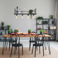 Zwarte hanglamp Buckley 2983ZW met plateau en 4 x een E27 fitting - Zwart - Elektronica, Kunststof, Metaal - Steinhauer (...