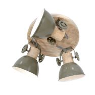 Plafondlamp Gearwood 3063G Groen E27 fitting - Groen - Hout, Metaal - Steinhauer