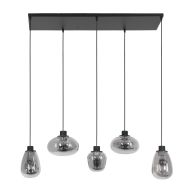Hanglamp Reflexion 3078ZW zwarte 5 lichts lamp met smoke glas - Zwart - Elektronica, Glas, Metaal - Steinhauer (foto 2)