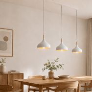 Hanglamp Bjorr 3099W – witte 3-lichts lamp met scandi charme - Hout - Hout, Metaal - Steinhauer (foto 18)