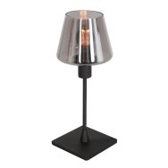 Tafellamp Ancilla 3102ZW zwart touch on/off met smoke glas - Zwart - Elektronica, Glas, Metaal - Steinhauer