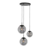 Hanglamp Bollique 3123ZW zwarte 3 lichts lamp met smoke glas - Zwart - Elektronica, Glas, Metaal - Steinhauer (foto 2)