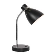 Tafellamp Spring 3391ZW zwart met E27 fitting - Zwart - Elektronica, Kunststof, Metaal - Steinhauer