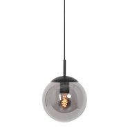 Hanglamp Bollique 3498ZW zwarte lamp met smoke glas Ø30 cm - Zwart - Elektronica, Glas, Metaal - Steinhauer