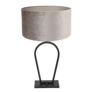 Lampe de table noire Stang 3505ZW avec abat-jour en velours gris et interrupteur