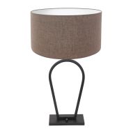 Lampe de table noire Stang 3508ZW avec abat-jour en lin gris et interrupteur