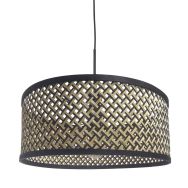 Hanglamp Sparkled Light 3753ZW zwart met zwart/beige bamboe kap