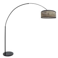 Arc lamp Sparkled Light 3788ZW black with woven black/beige bamboo shade