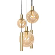 Hanglamp Bollique 3801ME messing 5 lichts met amber glas - Messing - Elektronica, Glas, Metaal - Steinhauer (foto 2)