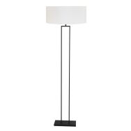 Black floor lamp Stang 3851ZW with white linen shade Ø50