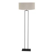 Black floor lamp Rod 3852ZW with gray linen shade Ø50