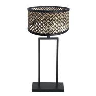 Lampe de table noire Stang 3856ZW avec abat-jour en bambou noir et beige