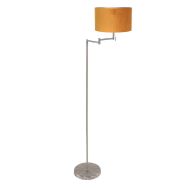 Staalkleurige vloerlamp Bella 3877ST met gouden velours kap - Goud - Metaal, Textiel - Steinhauer (foto 2)
