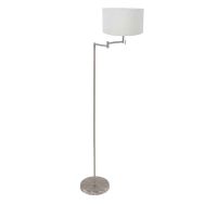 Staalkleurige vloerlamp Bella 3878ST met wit grof linnen kap - Staal - Metaal, Textiel - Steinhauer (foto 2)
