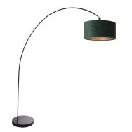 Booglamp Solva 3899ZW Zwart met een groen fluwelen lampenkap - Groen - Metaal, Textiel - Steinhauer (foto 2)