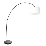 Arc lamp Solva 3903ZW with a white linen lampshade