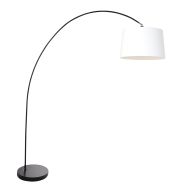Arc lamp Solva 3904ZW with a white coarse linen lampshade