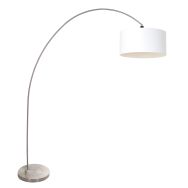 Bogenlampe Solva 3908ST Stahl mit weißem Leinenlampenschirm