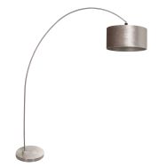 Bogenlampe Solva 3909ST Stahl mit taupefarbenem Samtlampenschirm