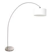 Bogenlampe Solva 3911ST mit einem groben weißen Leinenschirm