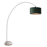 Arc lamp Solva 3913ST with a green velvet lampshade