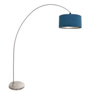Booglamp Solva 3914ST Staal met een blauw fluwelen lampenkap - Blauw, Staal - Metaal, Textiel - Steinhauer (foto 2)