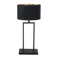 Black table lamp Stang 3984ZW with black linen shade gold inside