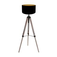 Floor lamp Triek 4107ZW with black-gold linen shade Ø40 cm