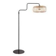 Vloerlamp Breeza-Beach 4159ZW zwart met bamboe kap Ø50 cm