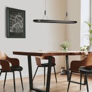 Ovale schwarze Hanglampe Mykty 4205ZW – 120 cm breit, höhenverstellbar mit Kabelzug