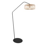 Lampe sur pied noire Zig-Zag 4250ZW avec abat-jour en bambou couleur naturelle