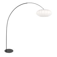 Lamp sur pied Curve 4272ZW - lampe arc noire avec abat-jour en soie blanche