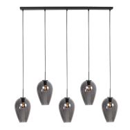 Pendelleuchte Drovia 4284ZW mit 5 rauchglas I15465S, trichterförmig und subtil verspielt Design