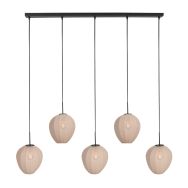 Deckenlampe Silura 4288ZW – 5-flammige Balken mit Leinen-Schirmen