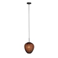 HaloSwap 4297ZW – Schwarze Pendelleuchte mit lichtdurchlässigem Leinen­schirm (Ø 25 cm)