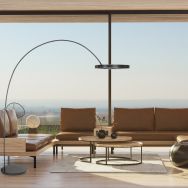 Luna-Arc 4324ZW Lampe arc élégante, couleur de lumière réglable et base en marbre