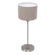 Tafellamp Noor 4415ST – Acier brossé avec abat-jour en lin taupe