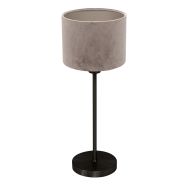 Tischlampe Noor 4423ZW – Matt schwarz mit grauem Velours-Schirm