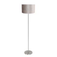 Vloerlamp Noor 4430ST – Geborsteld staal met grijze velours kap